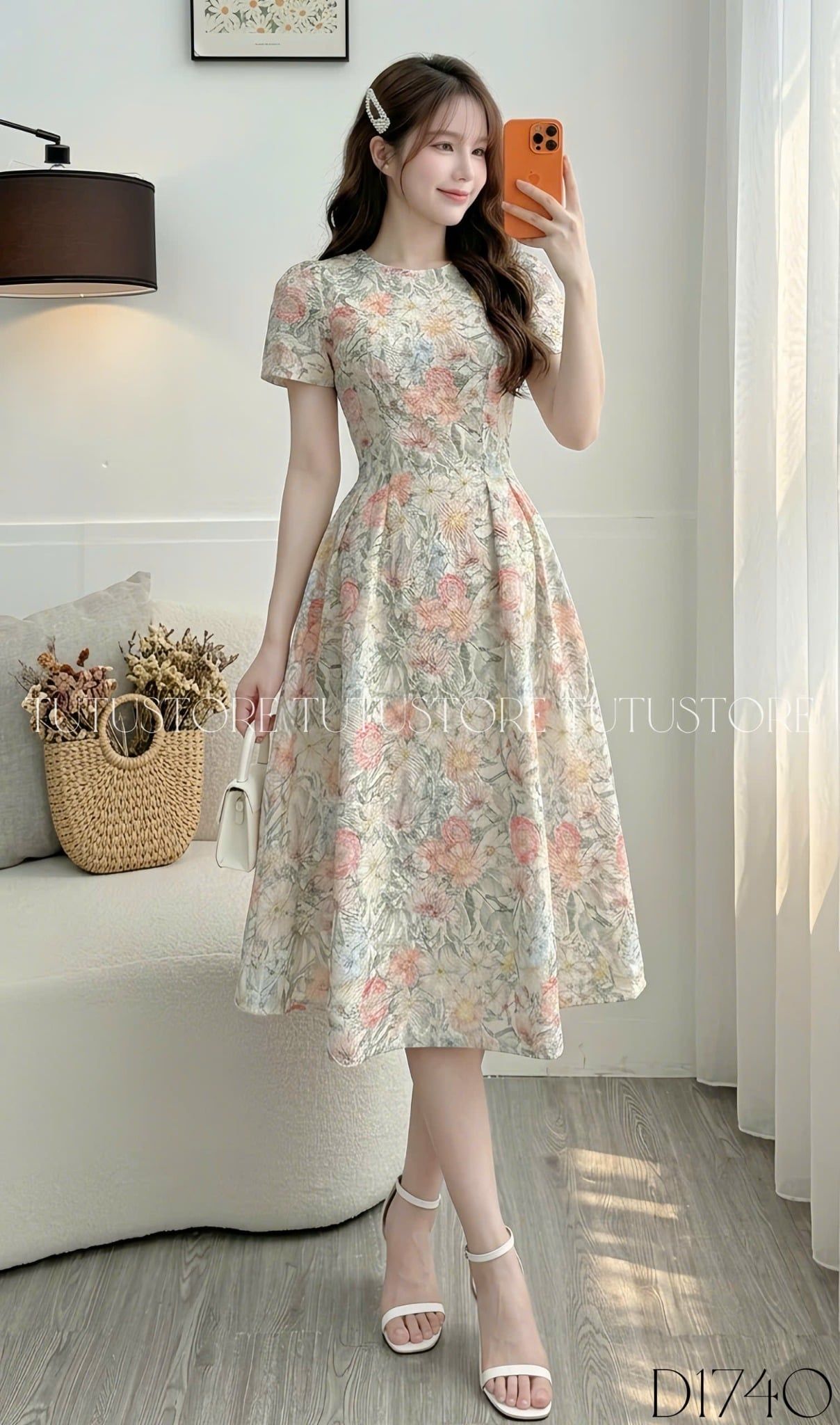 Đầm Hoa Thiết Kế Cổ Tròn Dáng Xòe Đi Chơi TuTu Store Mã D1740