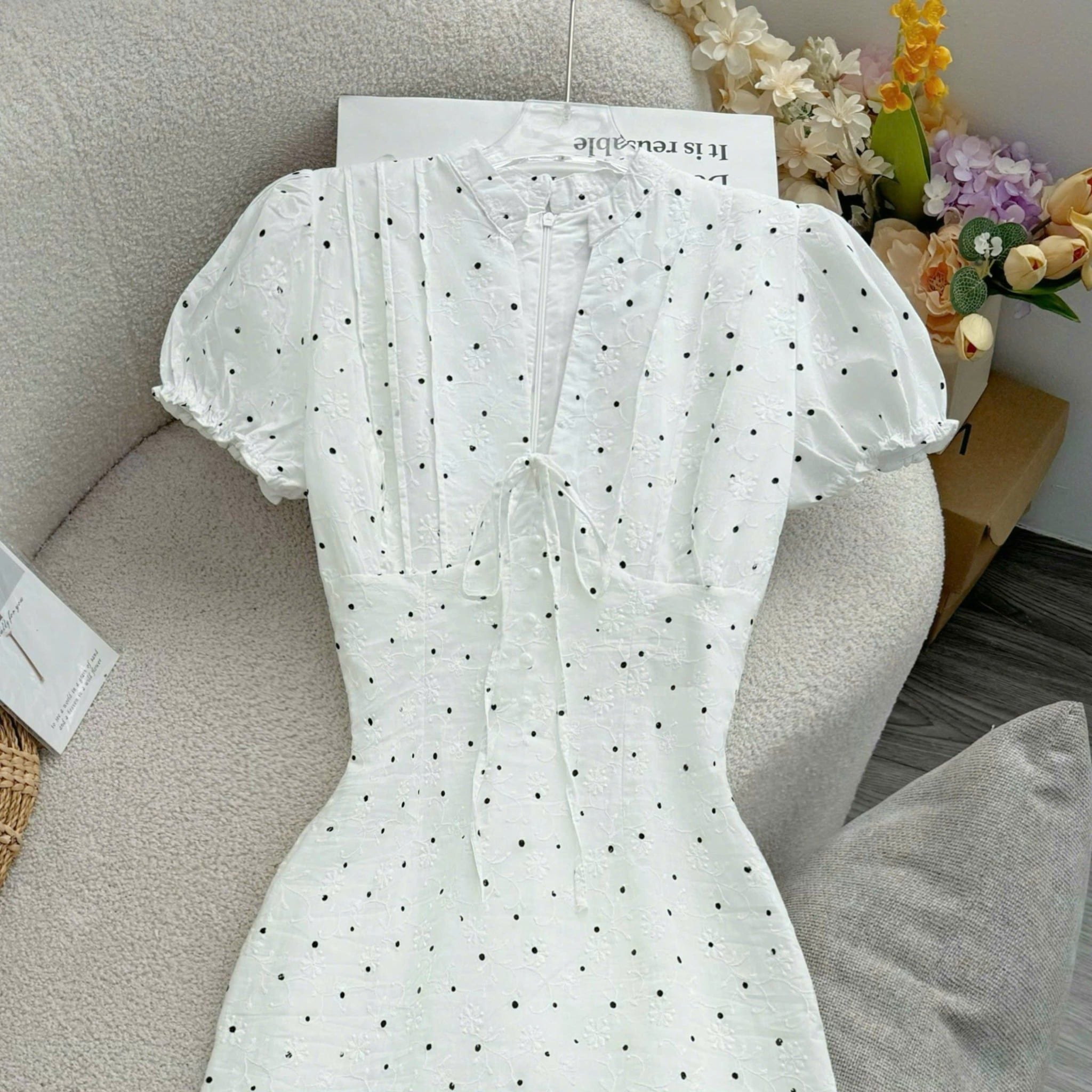 Đầm Thiết Kế Cổ V Tay Bồng Dáng Đuôi Cá Nhẹ Nhàng TuTu Store Mã D1722