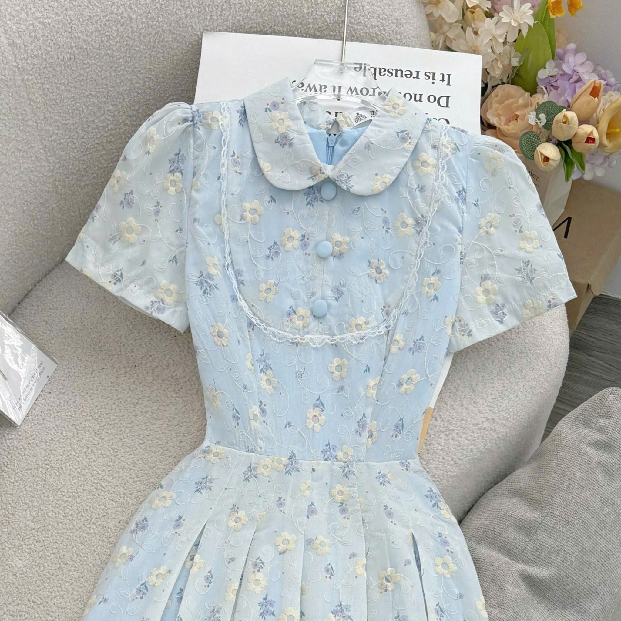 Đầm Thiết Kế Cổ Tròn Kiểu Sơ Mi Dáng Xòe Nữ Tính TuTu Store Mã D1729