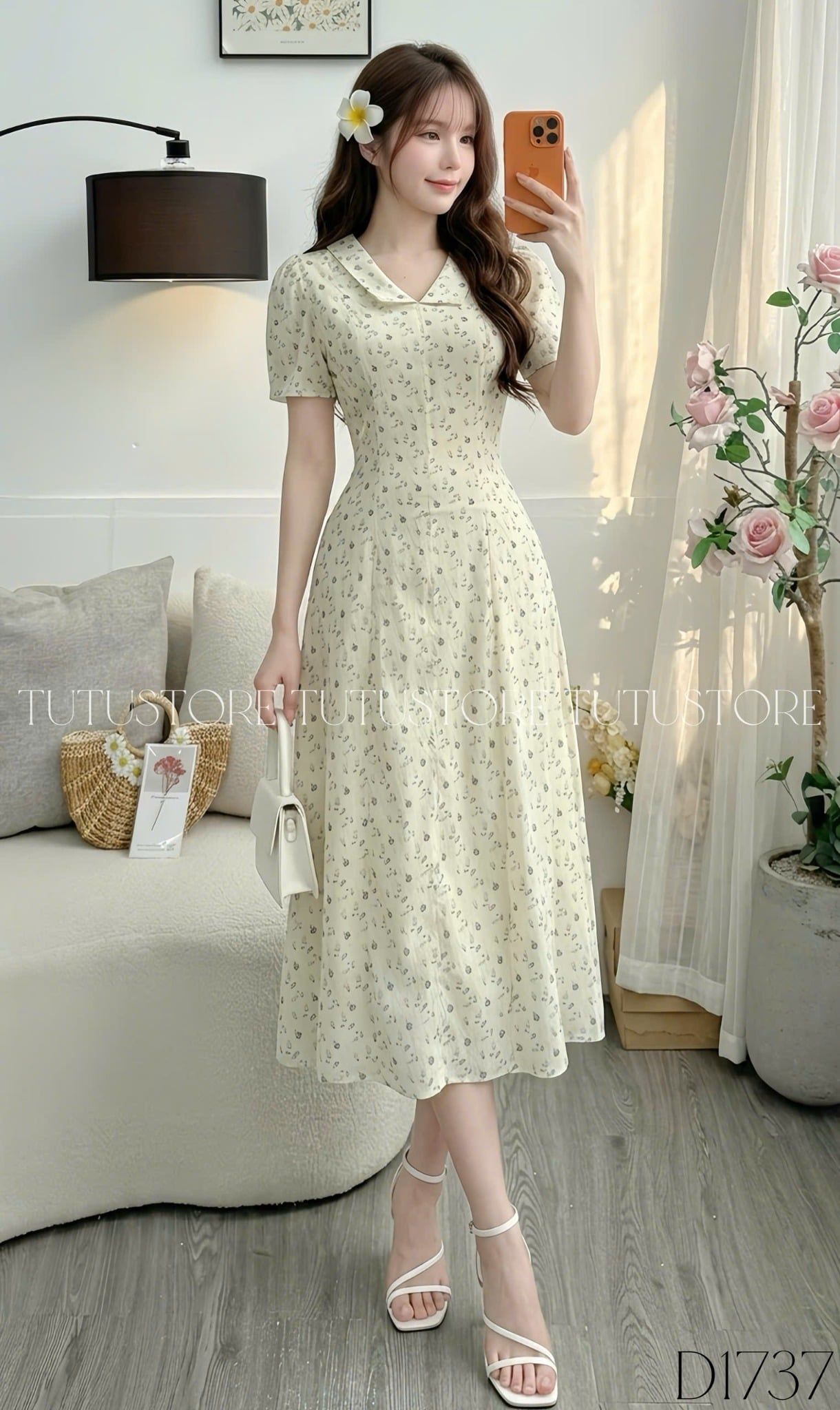 Đầm Thiết Kế Cổ V Dáng Xòe Hoa Nhí Đi Chơi TuTu Store Mã D1737