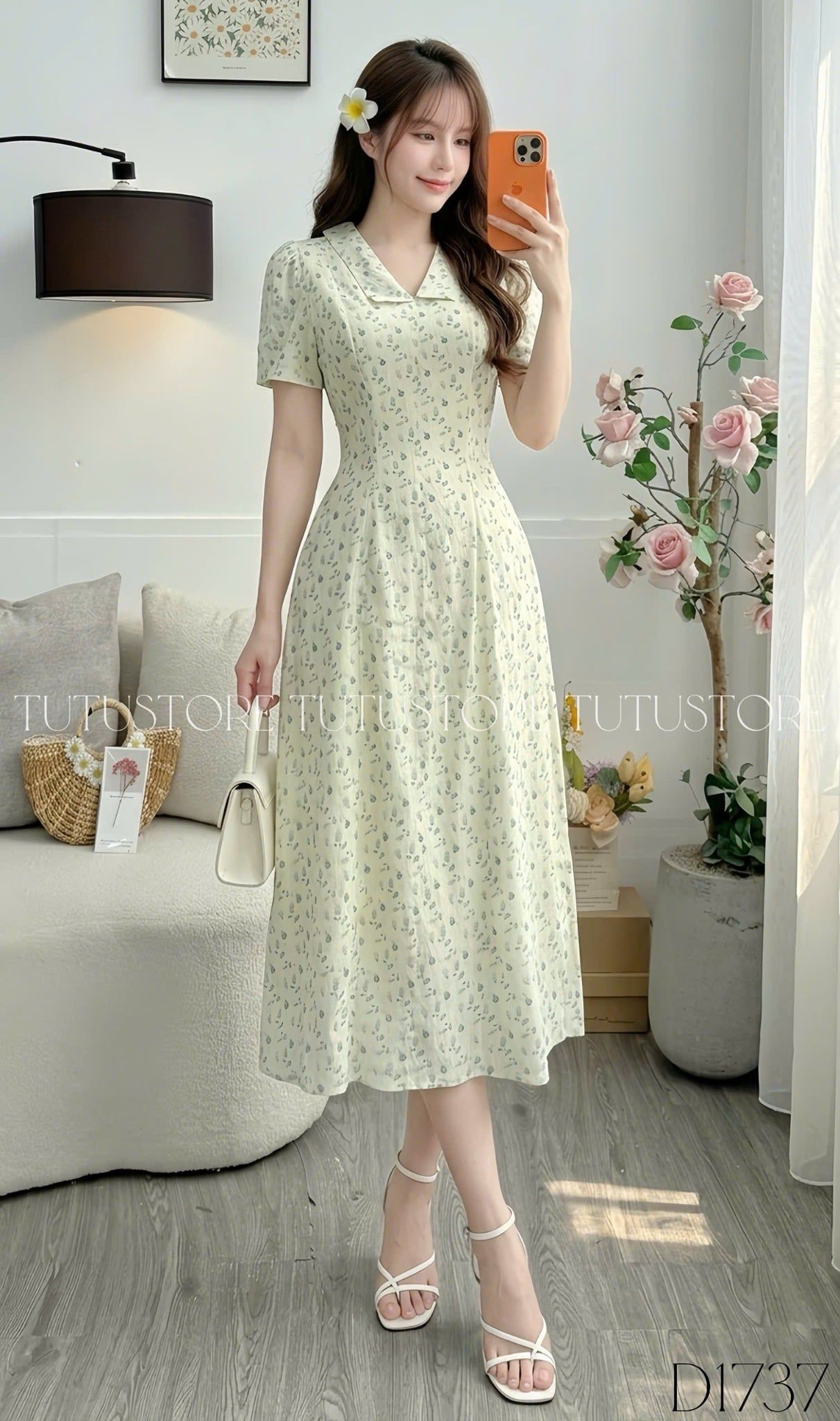Đầm Thiết Kế Cổ V Dáng Xòe Hoa Nhí Đi Chơi TuTu Store Mã D1737