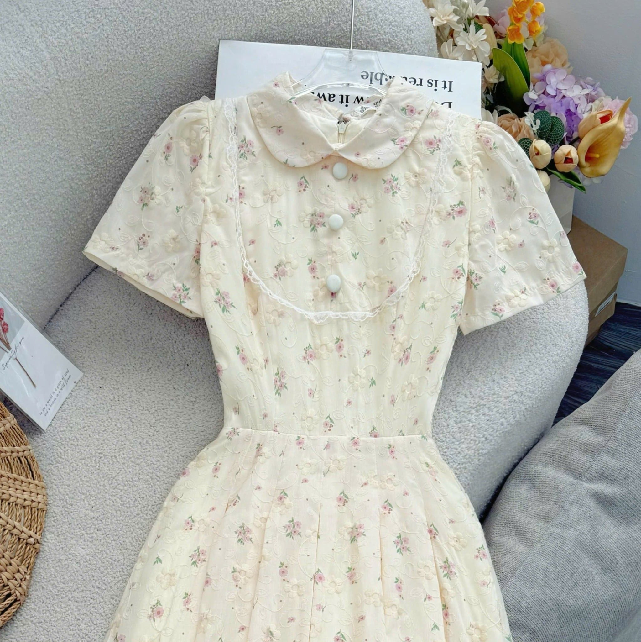 Đầm Thiết Kế Cổ Tròn Kiểu Sơ Mi Dáng Xòe Nữ Tính TuTu Store Mã D1729