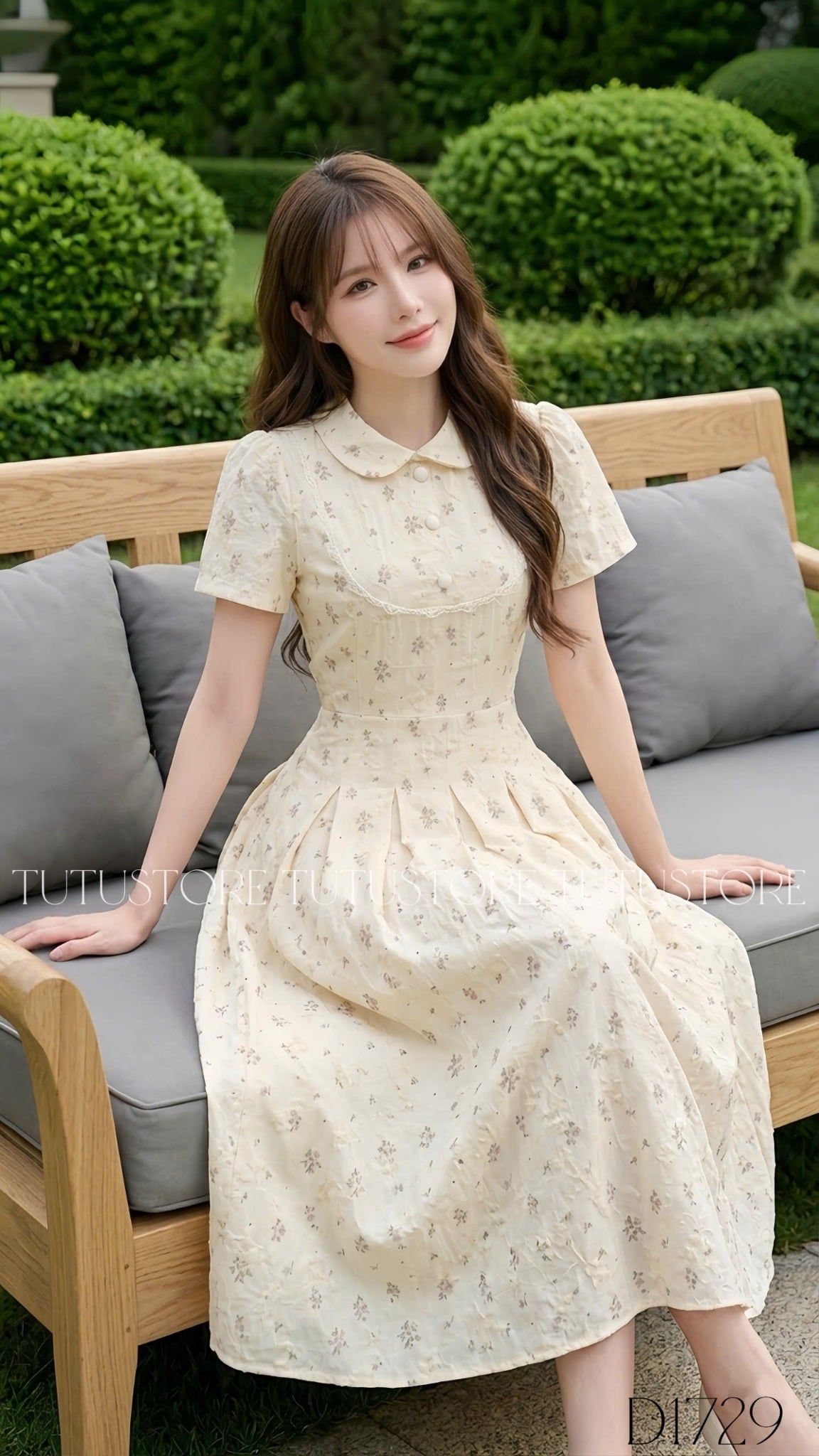 Đầm Thiết Kế Cổ Tròn Kiểu Sơ Mi Dáng Xòe Nữ Tính TuTu Store Mã D1729