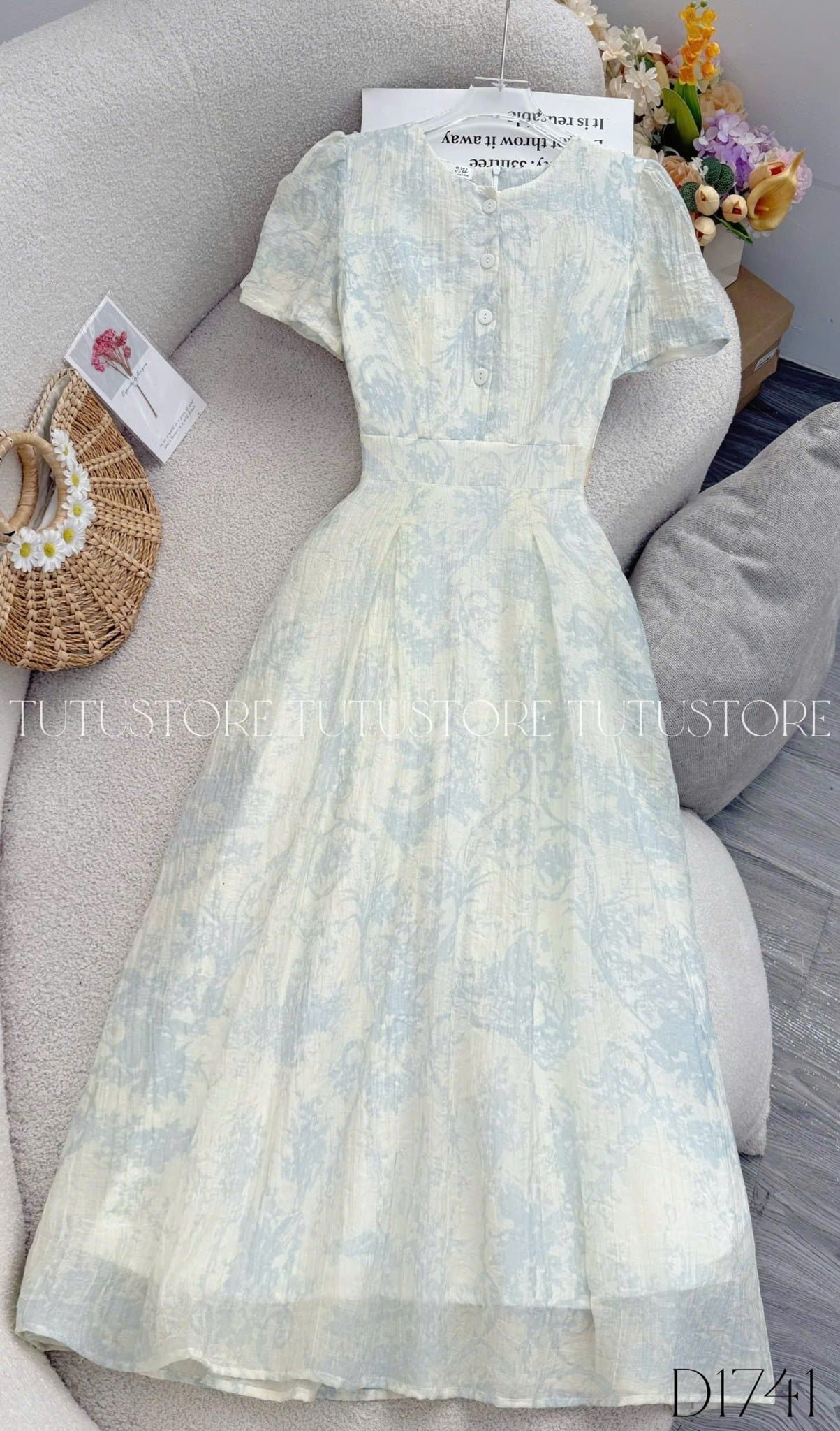 Đầm Thiết Kế Cổ Tròn Xếp Ly Dáng Xòe Đi Chơi TuTu Store Mã D1741