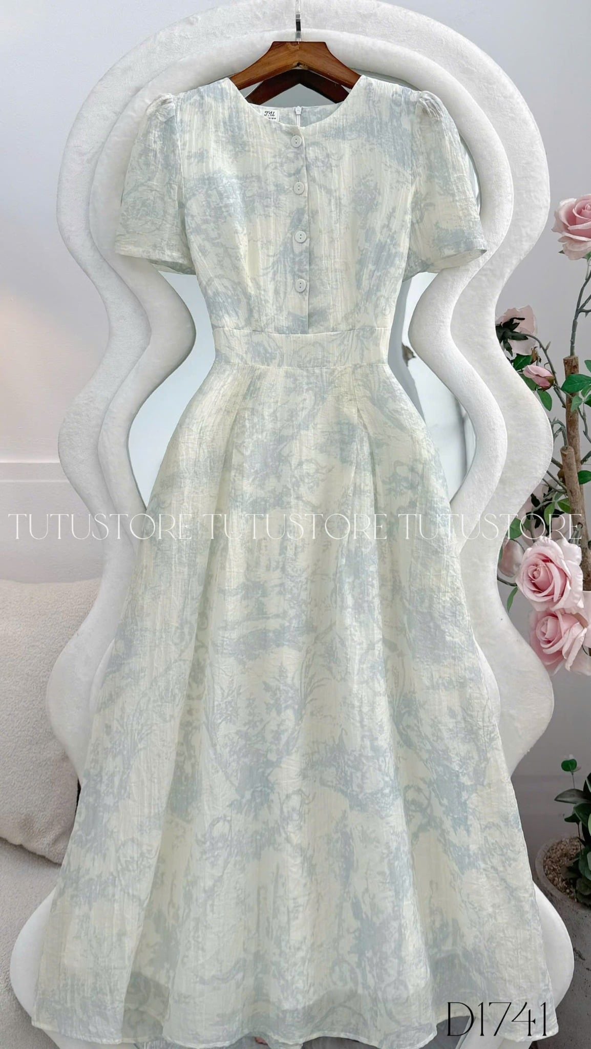 Đầm Thiết Kế Cổ Tròn Xếp Ly Dáng Xòe Đi Chơi TuTu Store Mã D1741