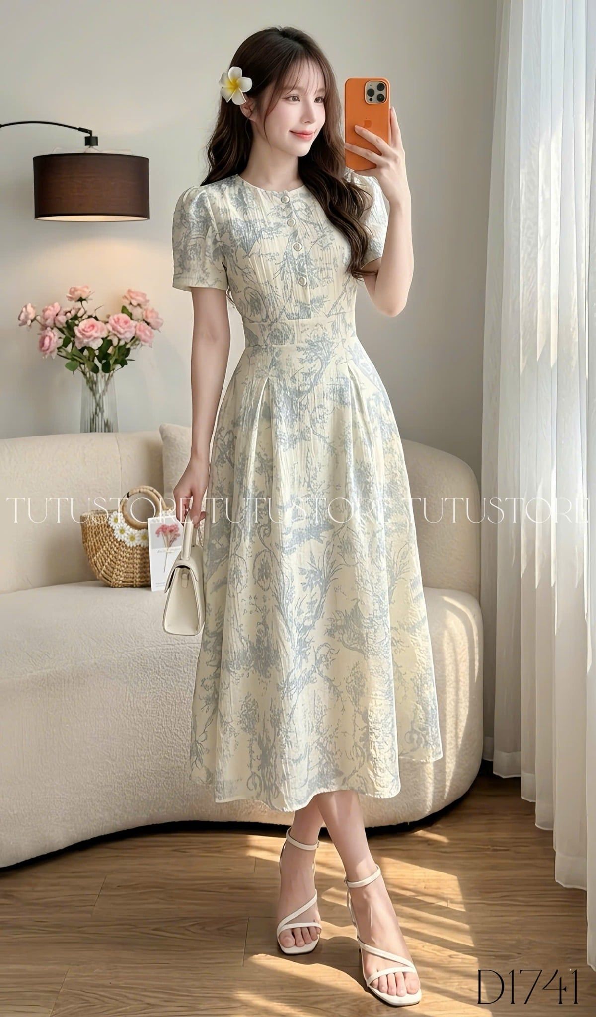Đầm Thiết Kế Cổ Tròn Xếp Ly Dáng Xòe Đi Chơi TuTu Store Mã D1741