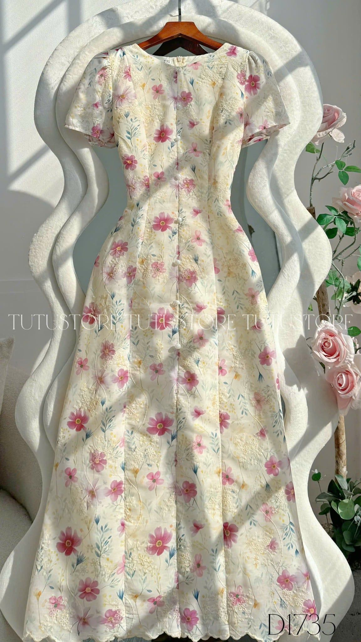 Đầm Hoa Thiết Kế Dáng A Dài Xinh Xắn Đi Chơi TuTu Store Mã D1735