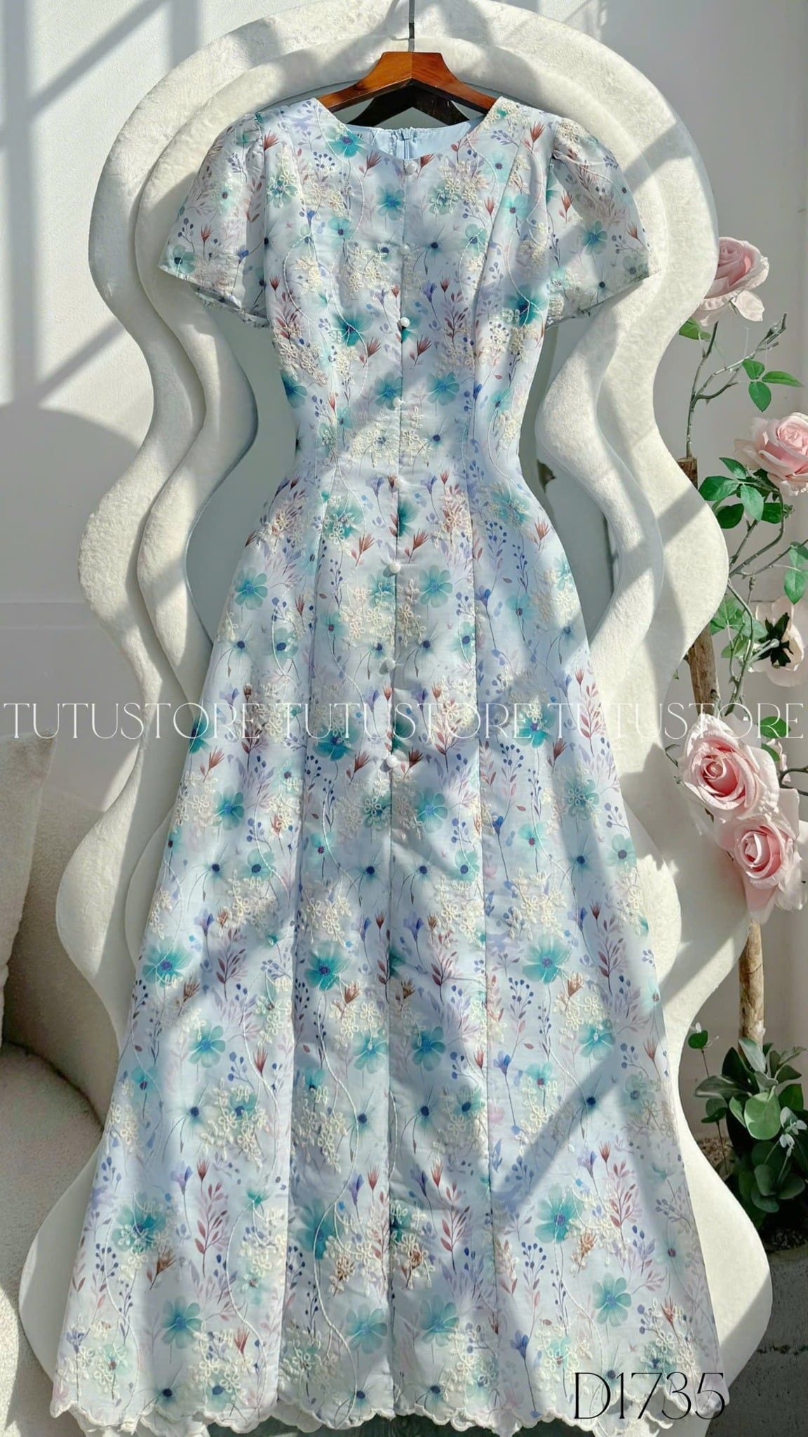 Đầm Hoa Thiết Kế Dáng A Dài Xinh Xắn Đi Chơi TuTu Store Mã D1735