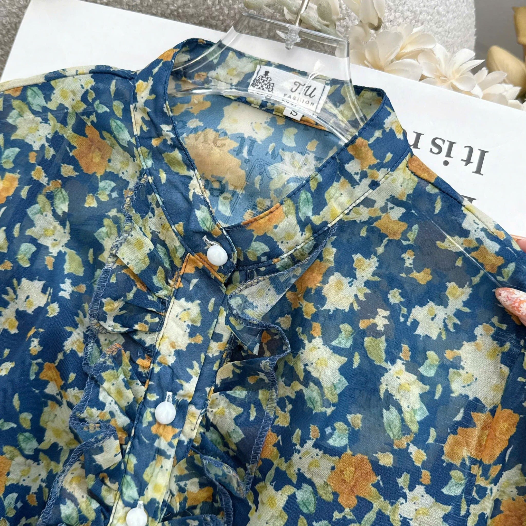 Đầm Voan Thiết Kế Cổ Sơ Mi Tay Dài Dáng Xòe TuTu Store Mã D1689