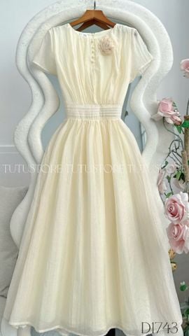 Đầm Thiết Kế Cổ Tròn Đính Hoa Dáng Xòe Đi Chơi TuTu Store Mã D1743