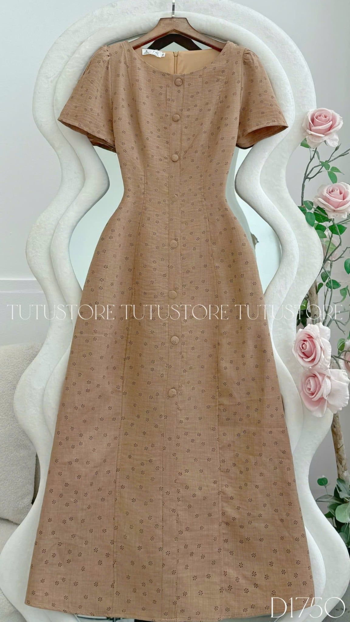 Đầm Hoa Nhí Thiết Kế Form A Nút Kiểu Đi Chơi TuTu Store Mã D1750