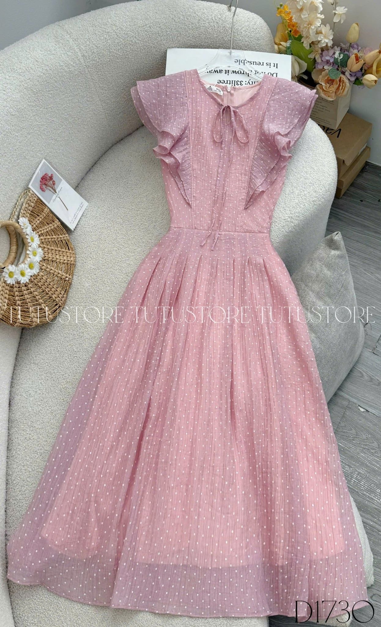 Đầm Thiết Kế Vai Bèo Cánh Tiên Dáng Xòe Đi Chơi TuTu Store Mã D1730