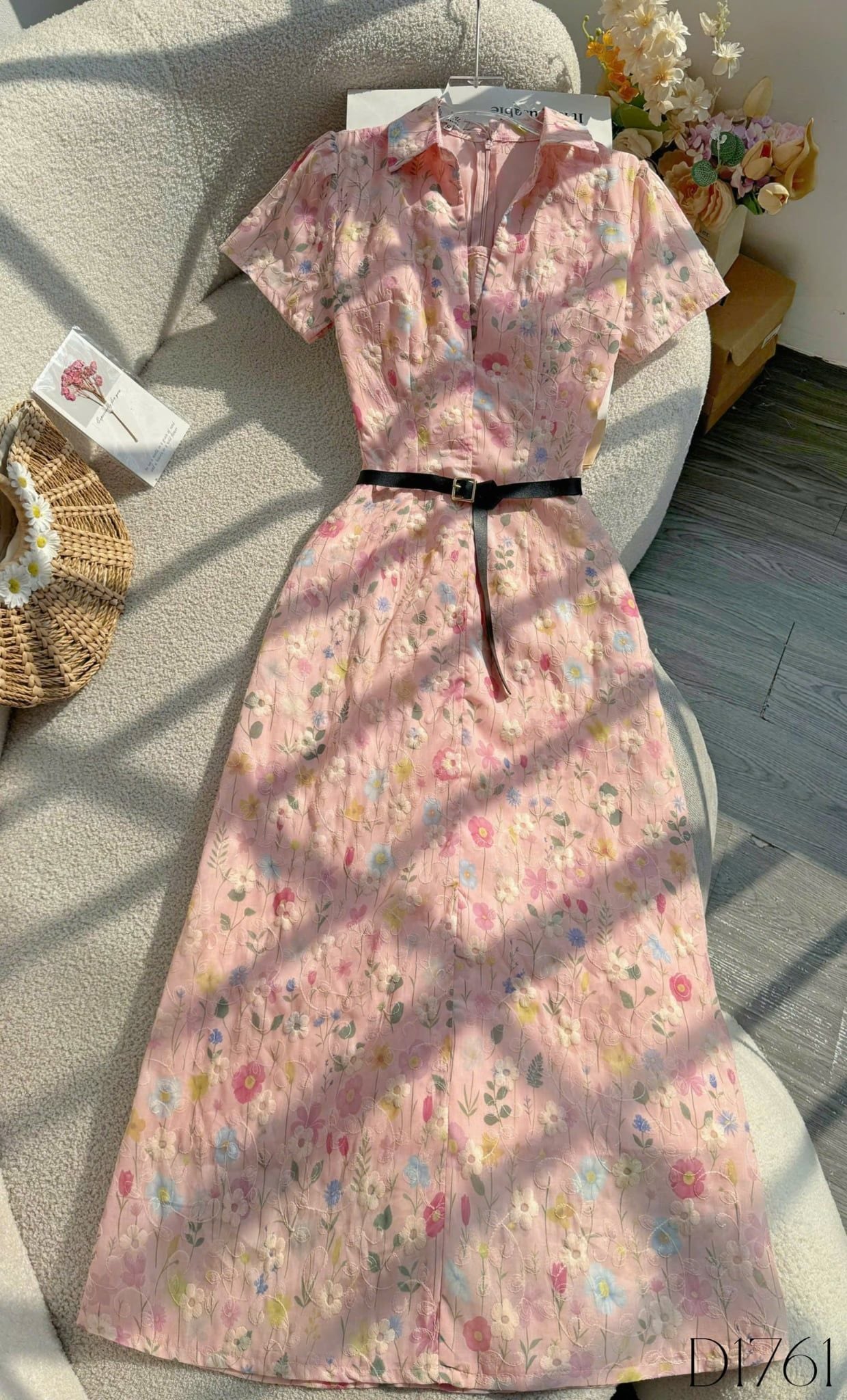 Đầm Hoa Thiết Kế Kiểu Cổ Sơ Mi Dáng Dài Công Sở TuTu Store Mã D1761