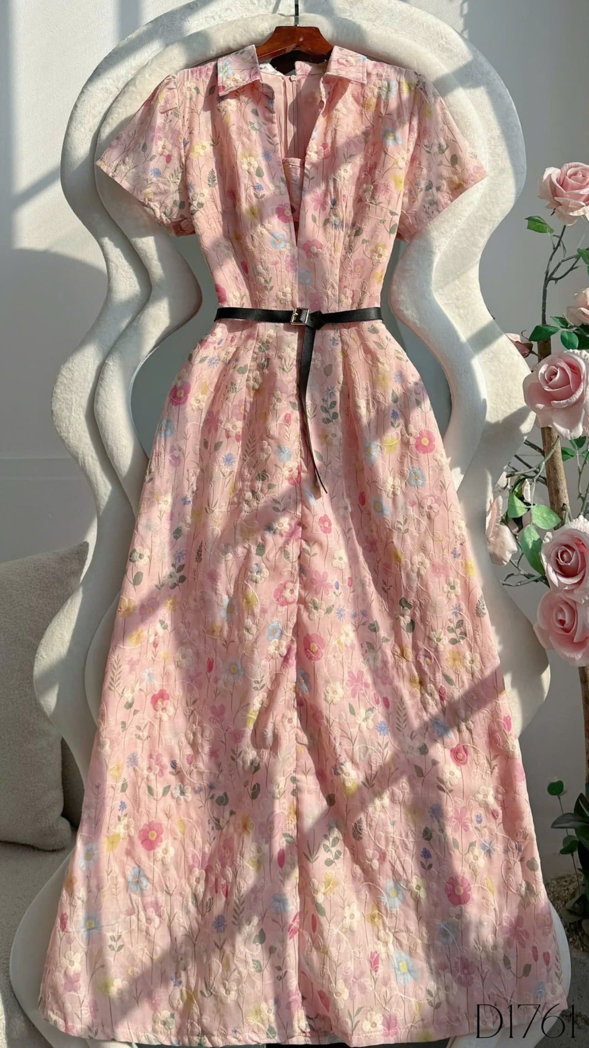Đầm Hoa Thiết Kế Kiểu Cổ Sơ Mi Dáng Dài Công Sở TuTu Store Mã D1761