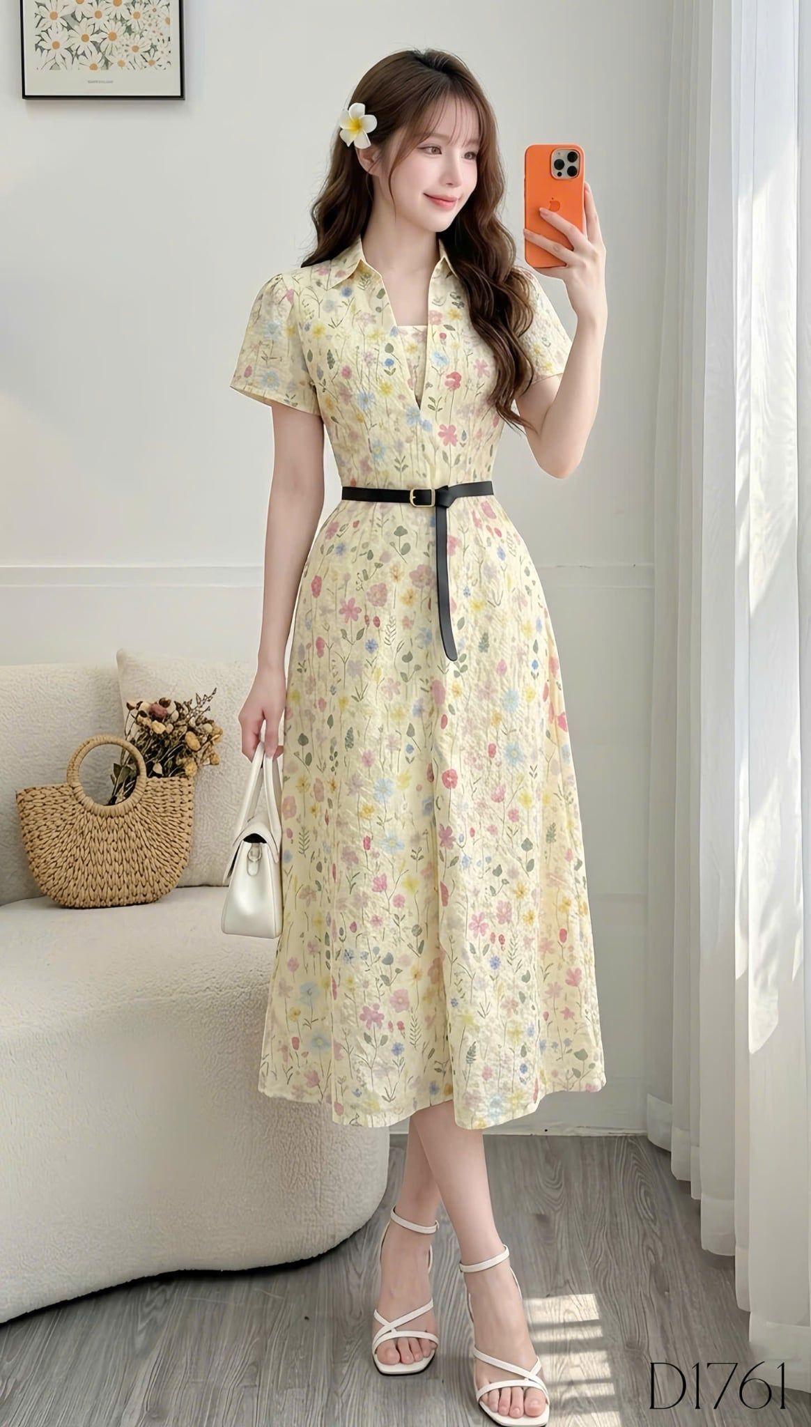 Đầm Hoa Thiết Kế Kiểu Cổ Sơ Mi Dáng Dài Công Sở TuTu Store Mã D1761