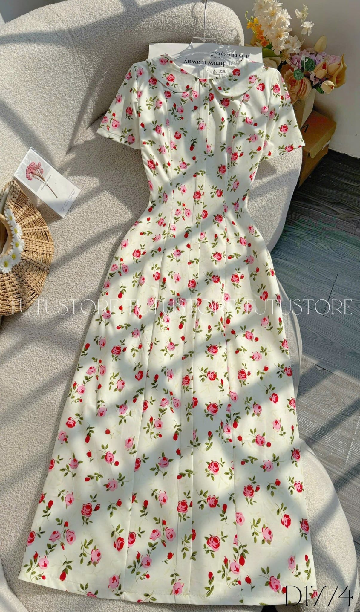 Đầm Hoa Nhí Thiết Kế Cổ Tròn Dáng Xòe Đi Chơi TuTu Store Mã D1774