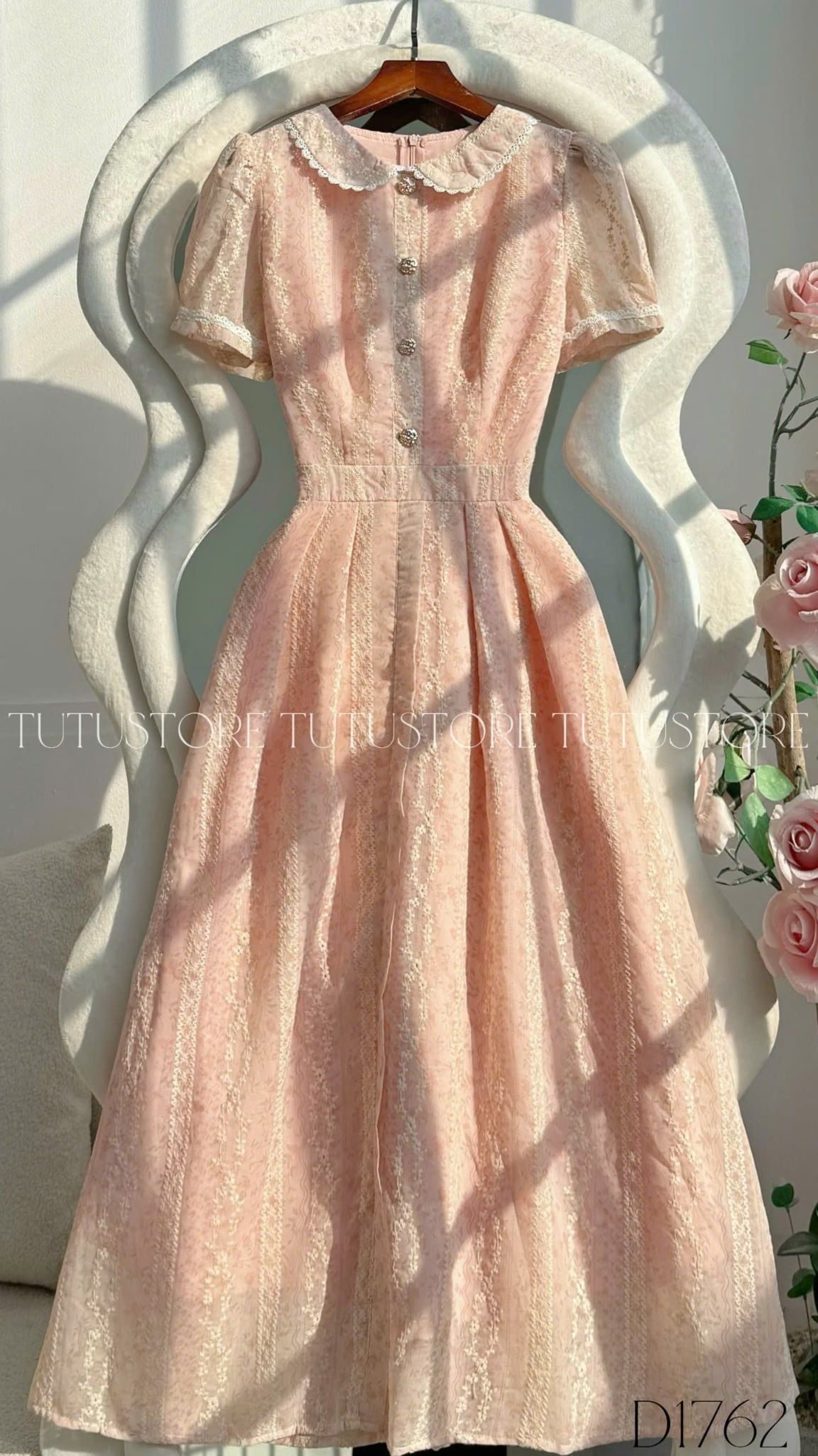 Đầm Thiết Kế Cổ Tròn Dáng Xòe Tiểu Thư Đi Chơi TuTu Store Mã D1762