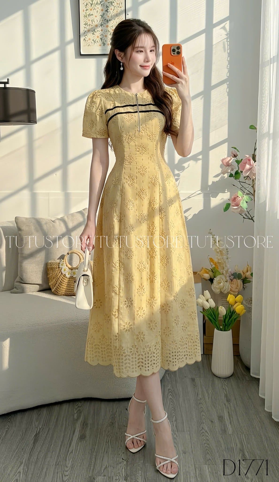 Đầm Thiết Kế Cổ Tròn Chữ A Dáng Dài Đi Làm TuTu Store Mã D1771