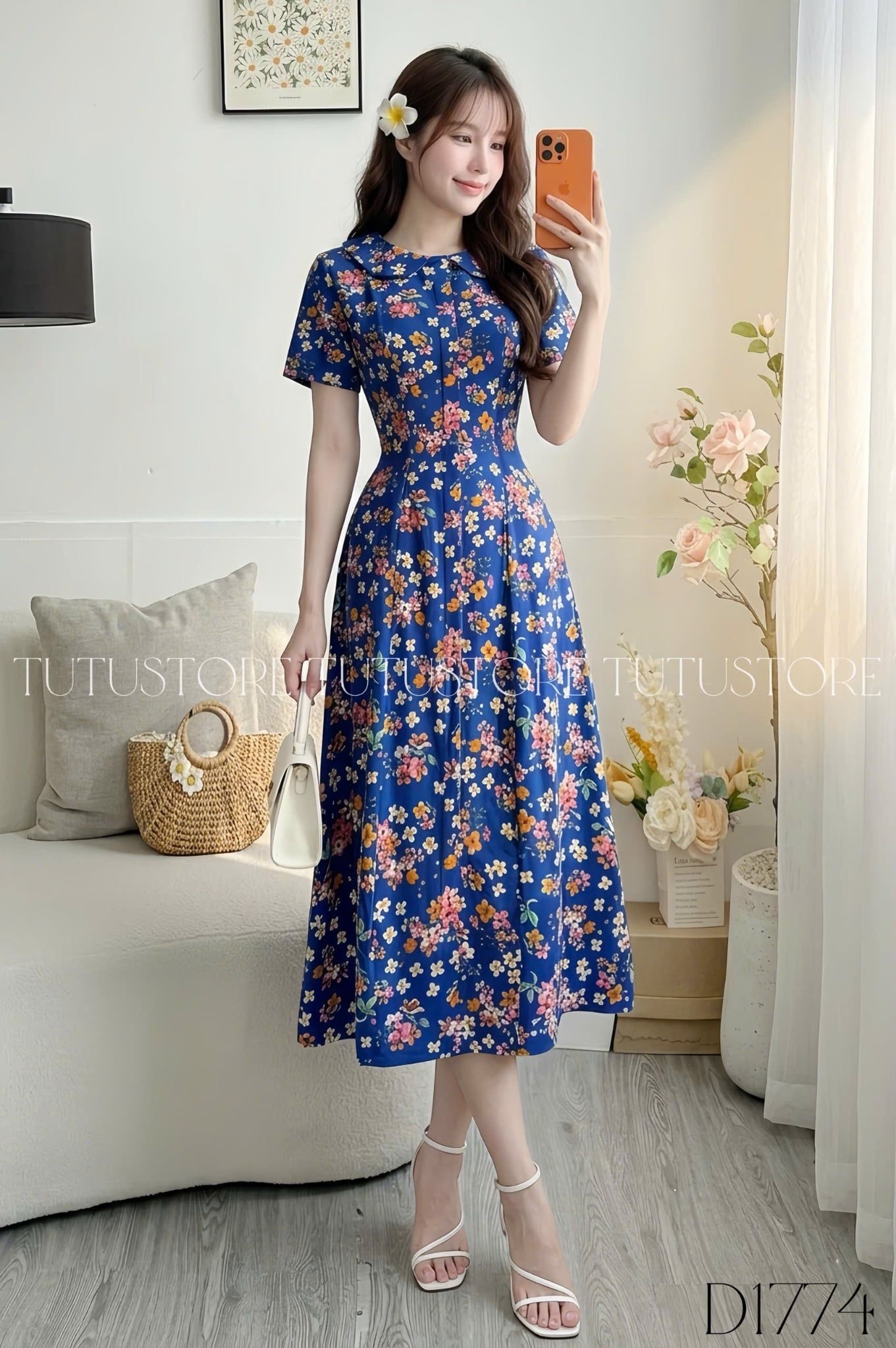 Đầm Hoa Nhí Thiết Kế Cổ Tròn Dáng Xòe Đi Chơi TuTu Store Mã D1774
