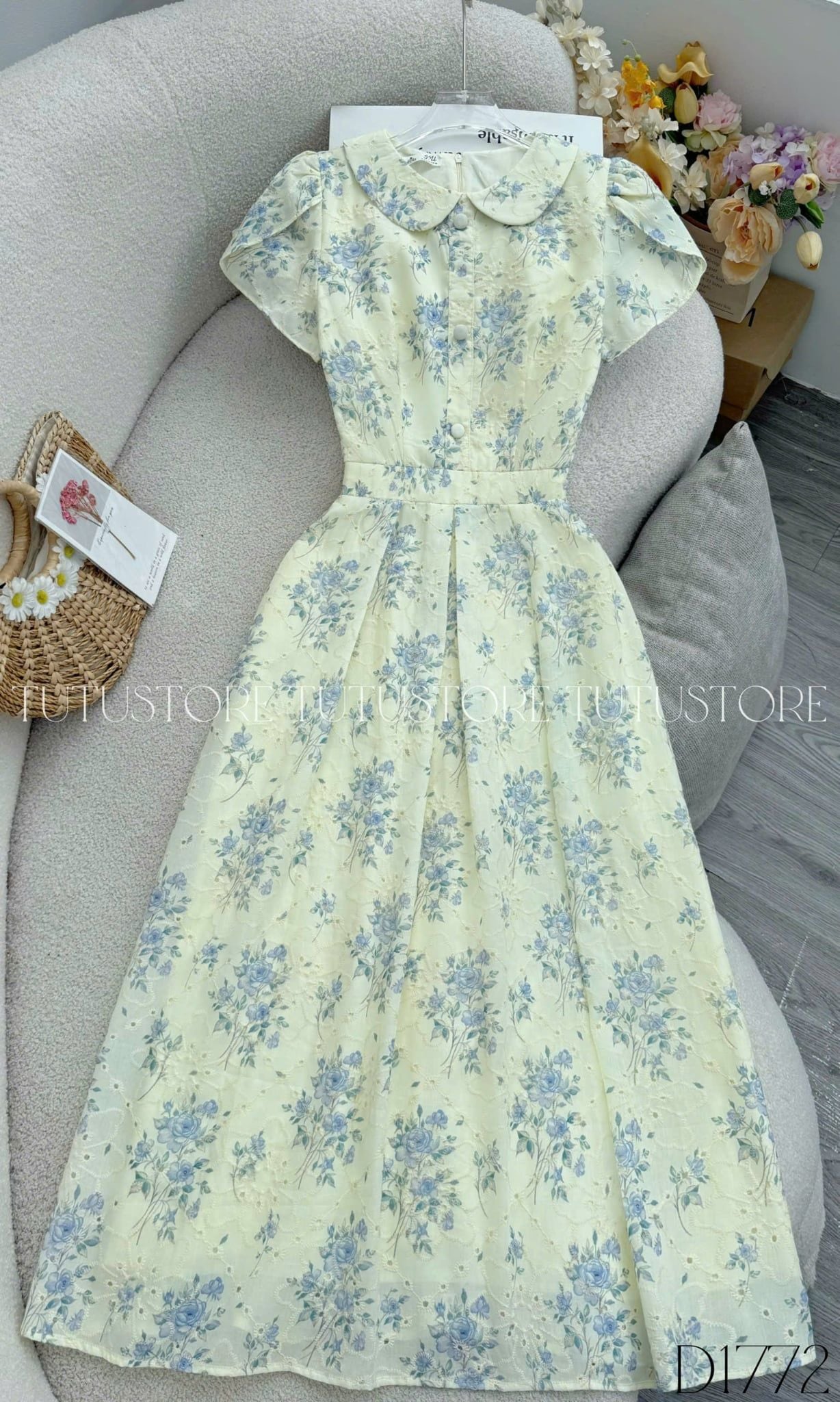 Đầm Hoa Thiết Kế Cổ Tròn Dáng Xòe Đi Chơi TuTu Store Mã D1772