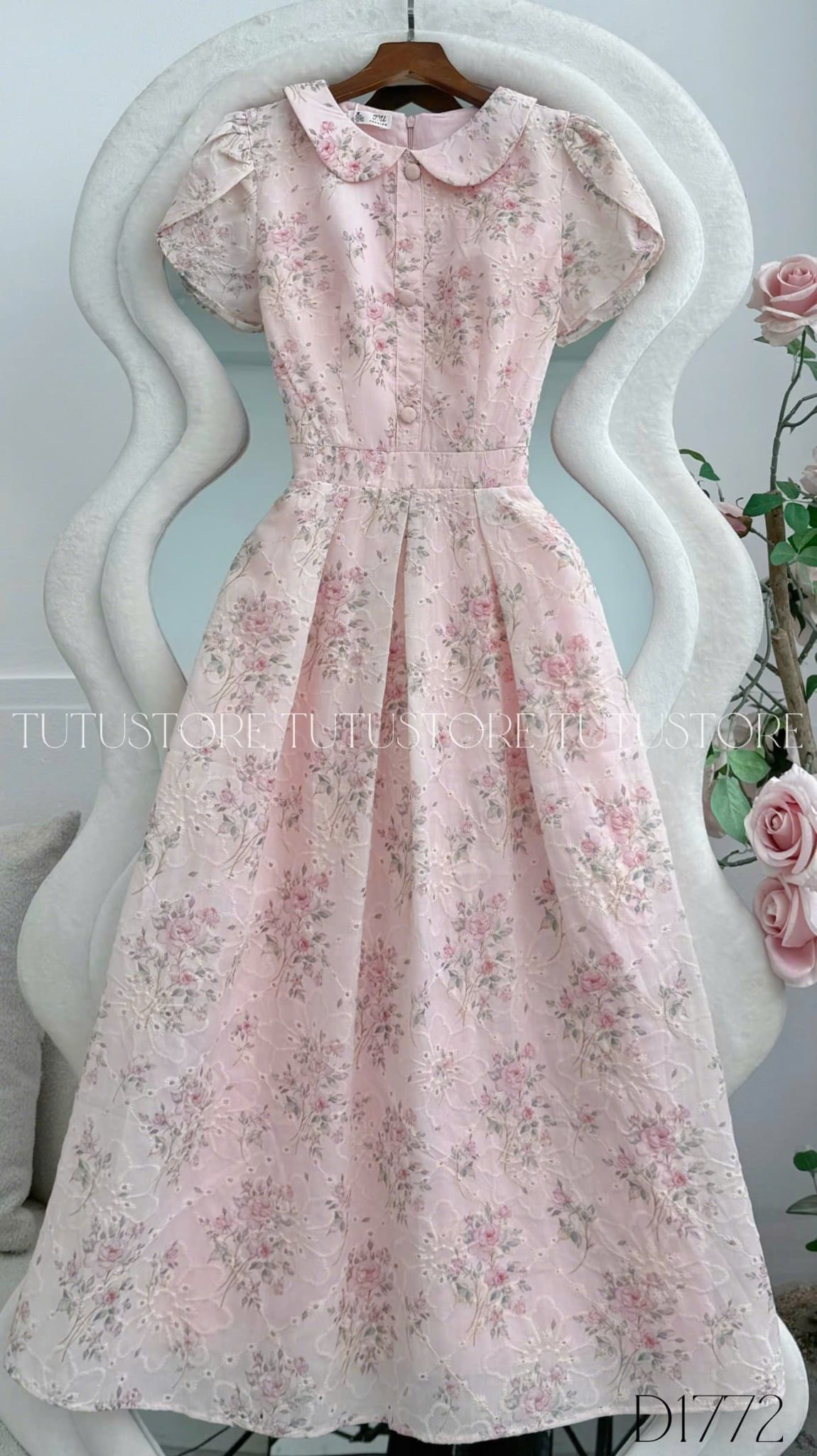 Đầm Hoa Thiết Kế Cổ Tròn Dáng Xòe Đi Chơi TuTu Store Mã D1772