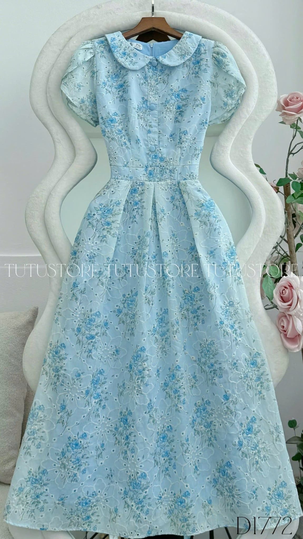 Đầm Hoa Thiết Kế Cổ Tròn Dáng Xòe Đi Chơi TuTu Store Mã D1772