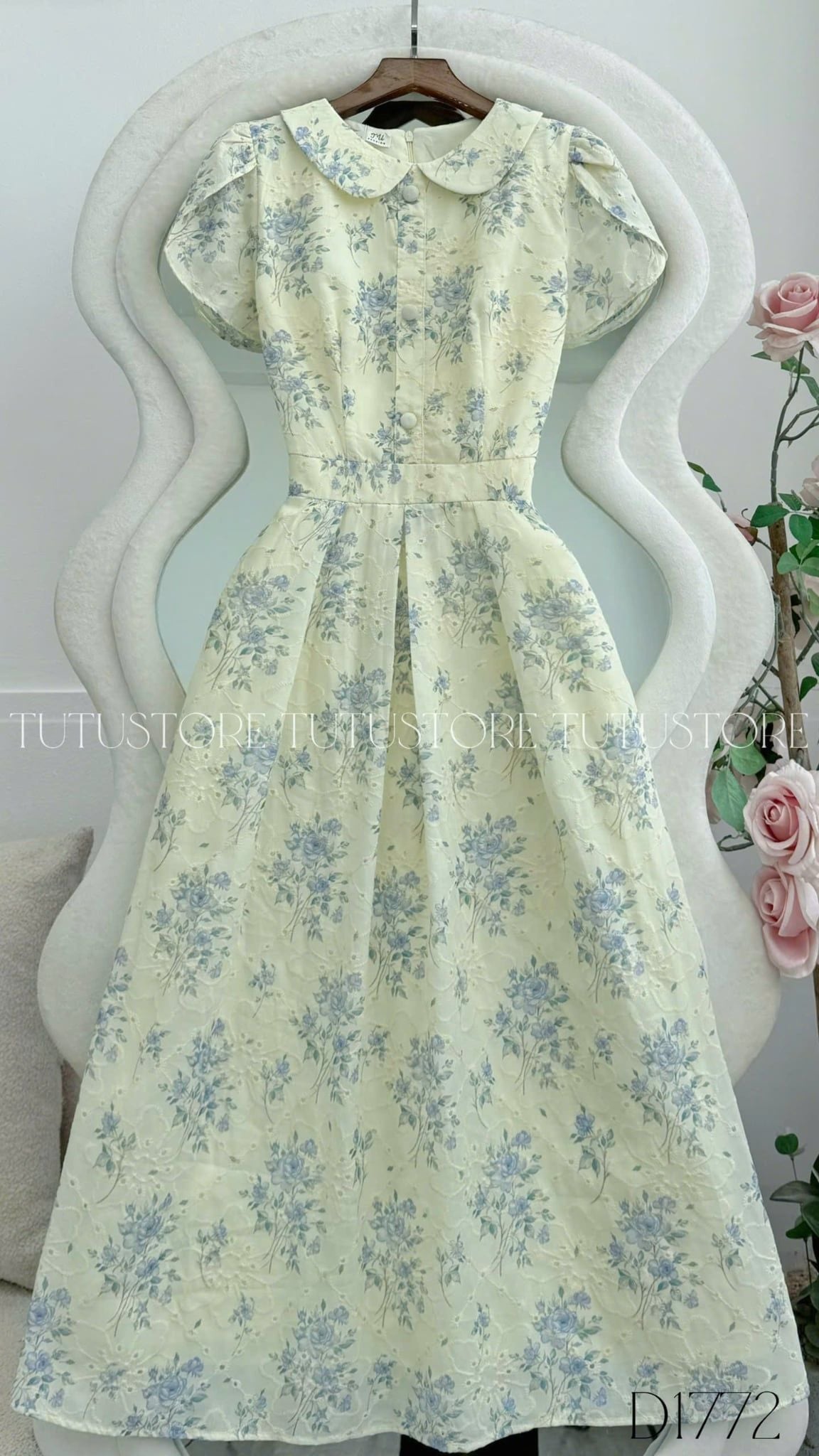 Đầm Hoa Thiết Kế Cổ Tròn Dáng Xòe Đi Chơi TuTu Store Mã D1772