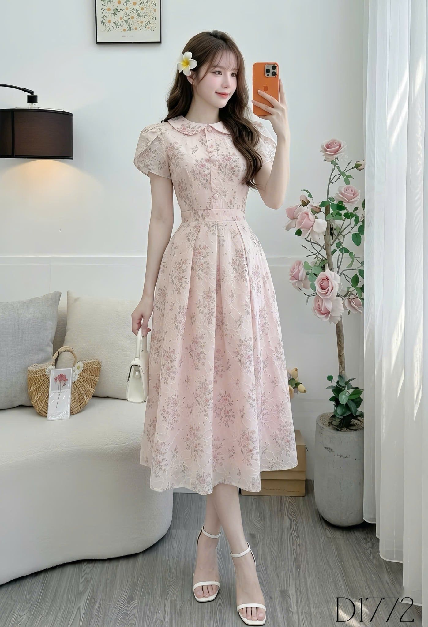 Đầm Hoa Thiết Kế Cổ Tròn Dáng Xòe Đi Chơi TuTu Store Mã D1772