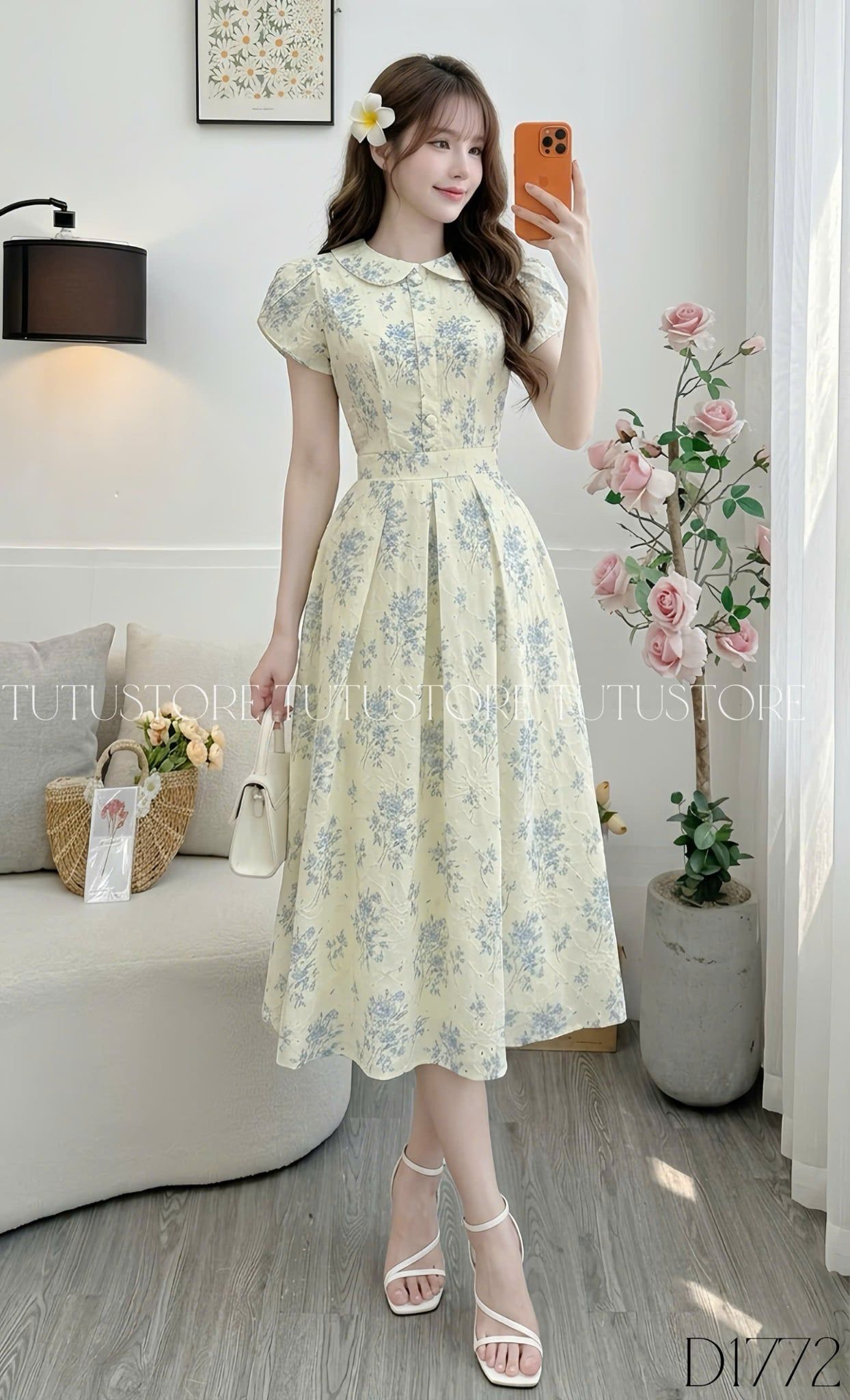 Đầm Hoa Thiết Kế Cổ Tròn Dáng Xòe Đi Chơi TuTu Store Mã D1772