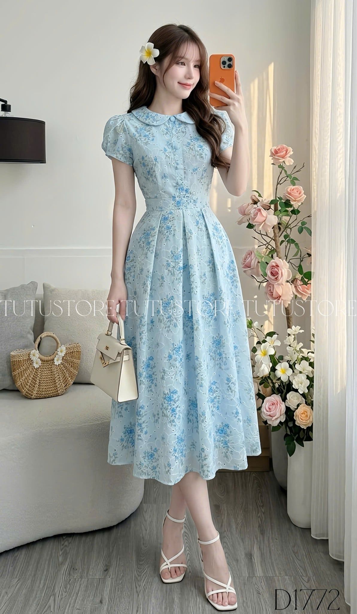 Đầm Hoa Thiết Kế Cổ Tròn Dáng Xòe Đi Chơi TuTu Store Mã D1772