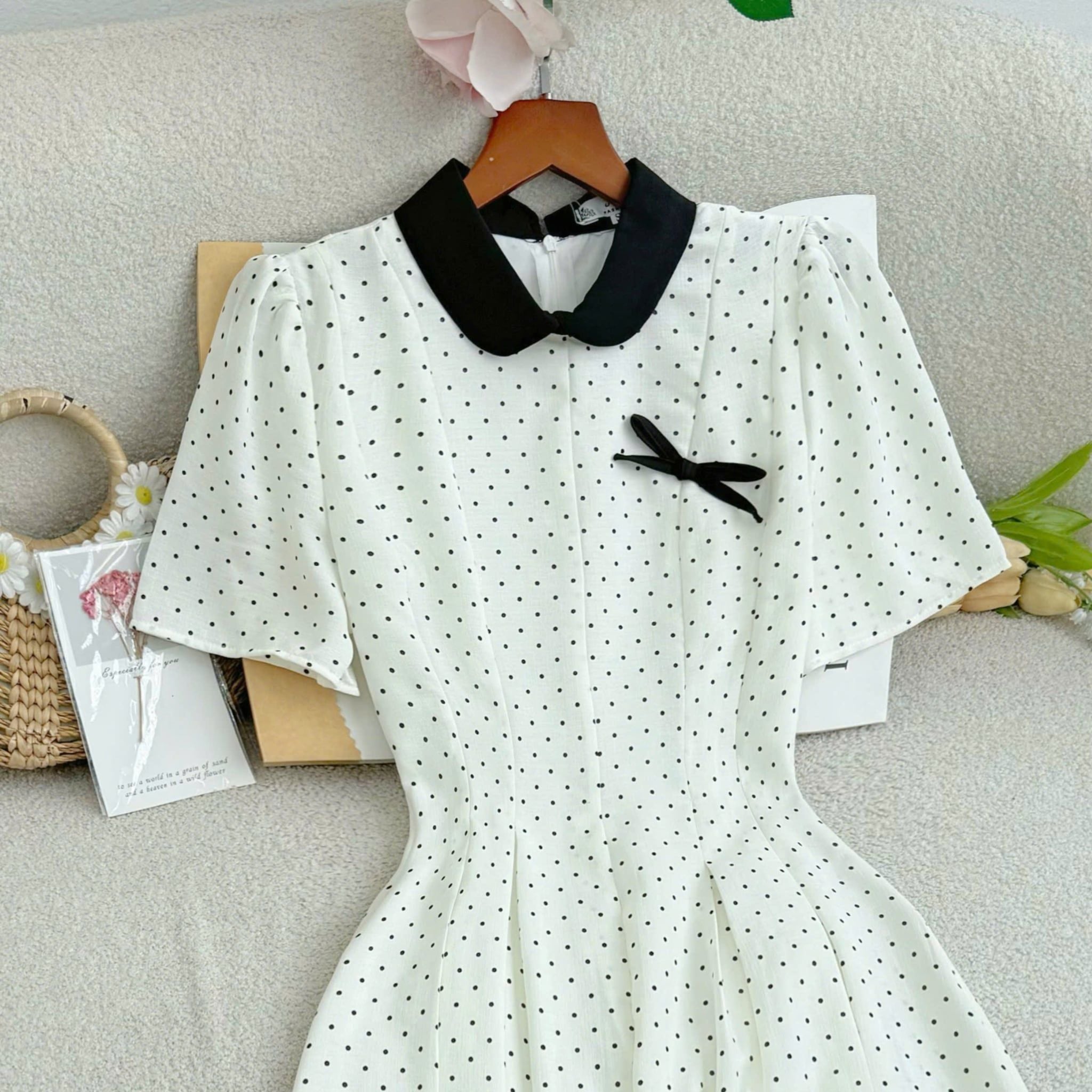 Đầm Thiết Kế Cổ Tròn Chấm Bi Dáng Xòe Dài Đi Tiệc TuTu Store Mã D1785
