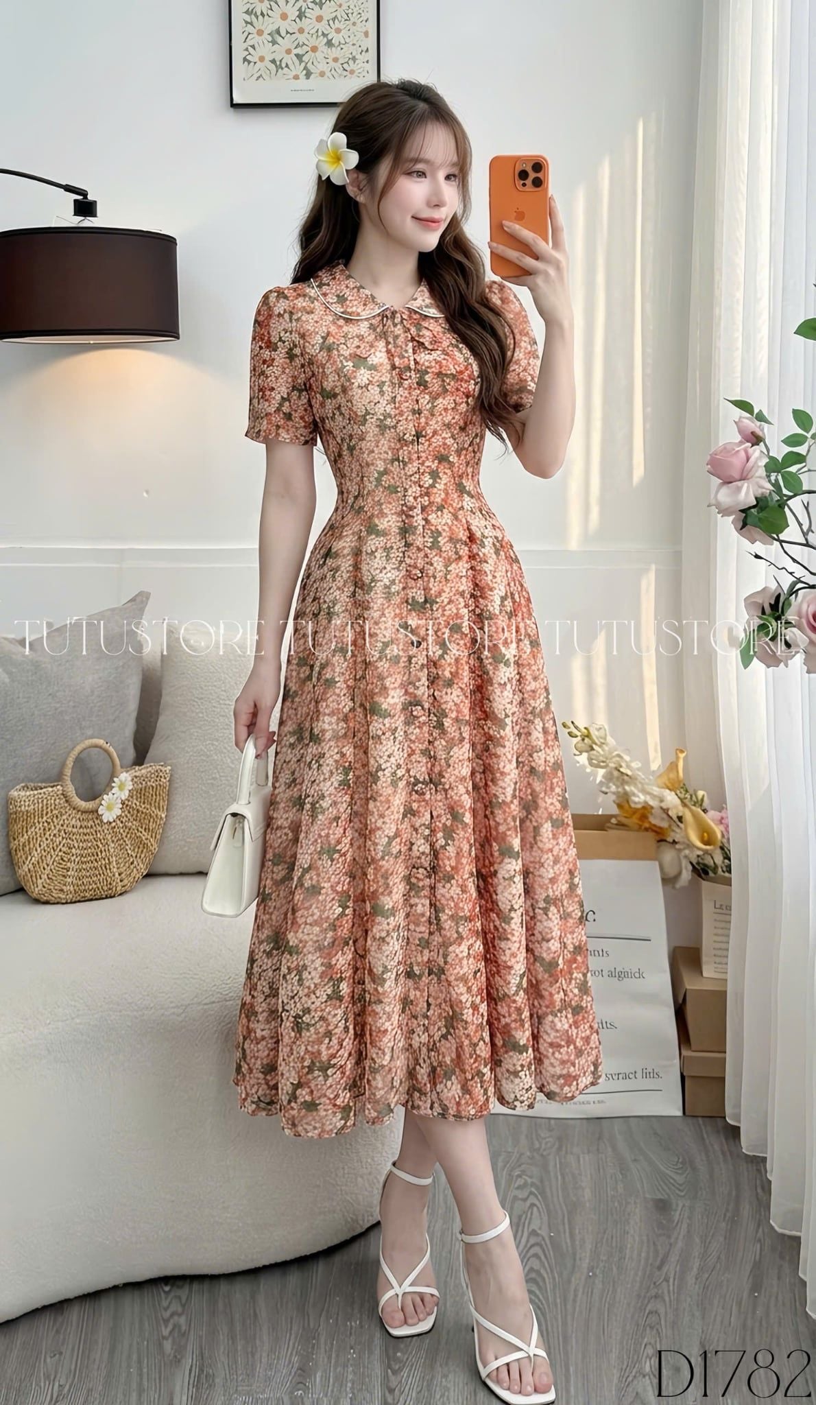 Đầm Hoa Thiết Kế Cổ Tròn Dáng Xòe Nhẹ Nhàng Đi Chơi TuTu Store Mã D1782