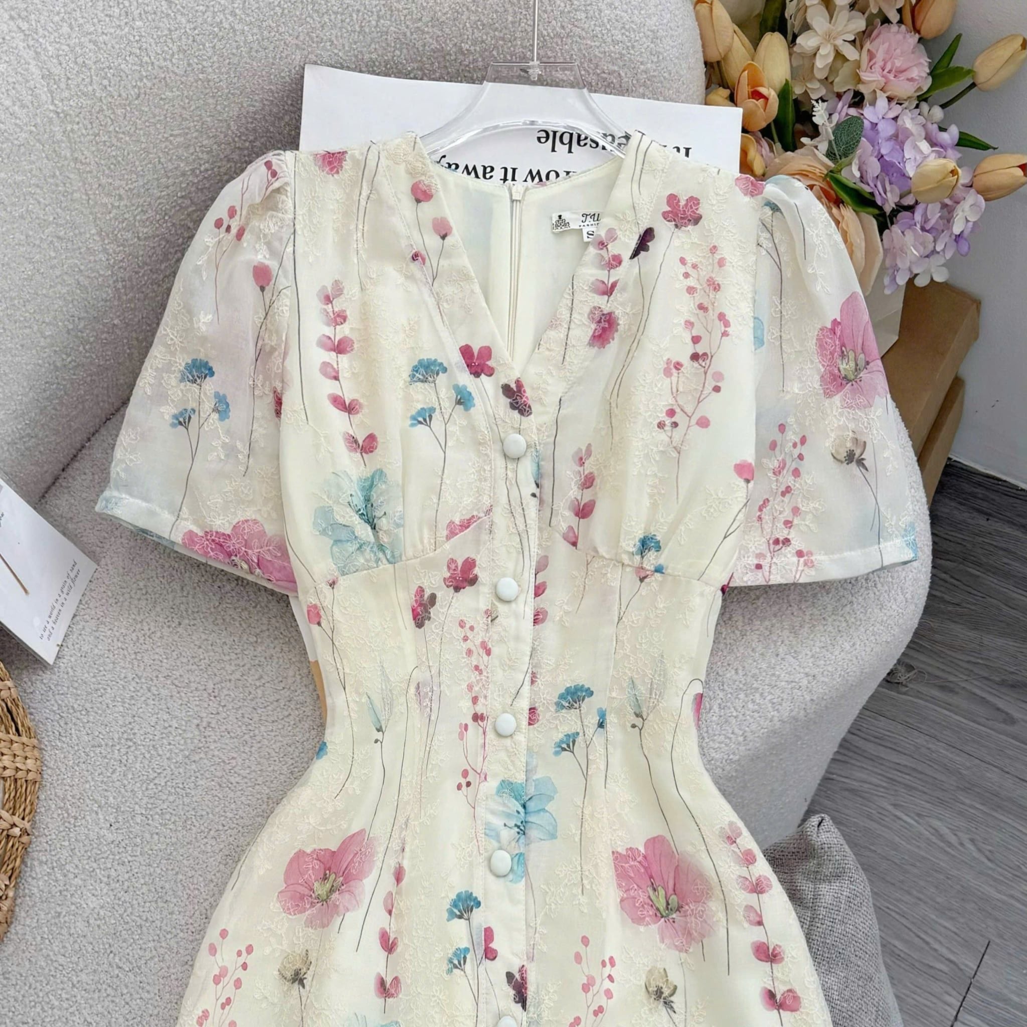 Đầm Hoa Thiết Kế Cổ Tim Dáng A Đi Chơi TuTu Store Mã D1781