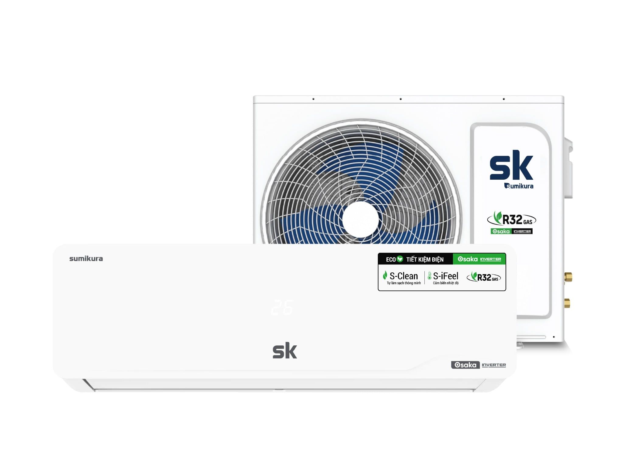  SUMIKURA SK Osaka Inverter 1 chiều lạnh 9000 - 24000 BTU APS/APO-092/120/180/240 2 CHIỀU INVERTER GAS R32 