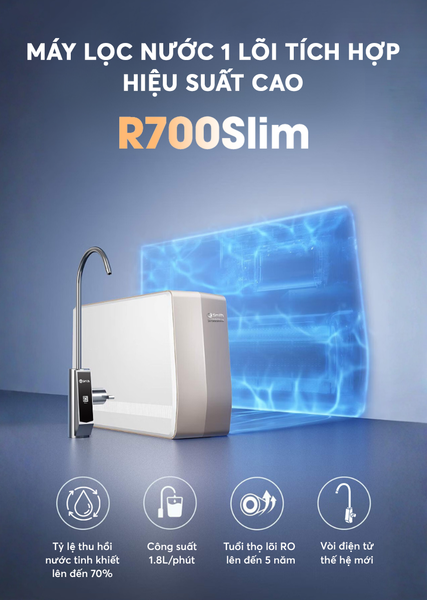 Máy Lọc Nước Đặt Gầm 01 Lõi Tích Hợp Hiệu Suất Cao A.O.Smith aosmith R700SLIM [NEW] 