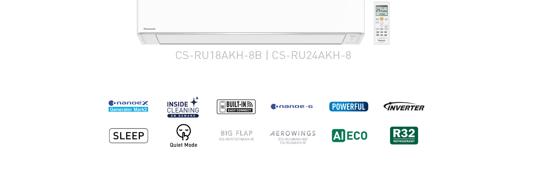  PANASONIC CU/CS-RU9CKH-8D/RU12CKH-8D/RU18CKH-8BD/RU24CKH-8D 1 CHIỀU INVERTER GAS R32 
