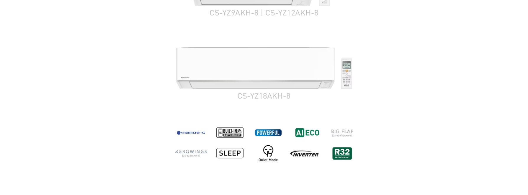  PANASONIC CU/CS-YZ9AKH-8/YZ9AKH-8/YZ12AKH-8/YZ12AKH-8/YZ18AKH-8/YZ18AKH-8/YZ24BKH-8/YZ24BKH-8 2 CHIỀU INVERTER GAS R32 