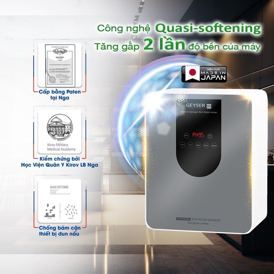  Máy lọc nước ion kiềm giàu hydro Geyser Ecotar 9 Pro 