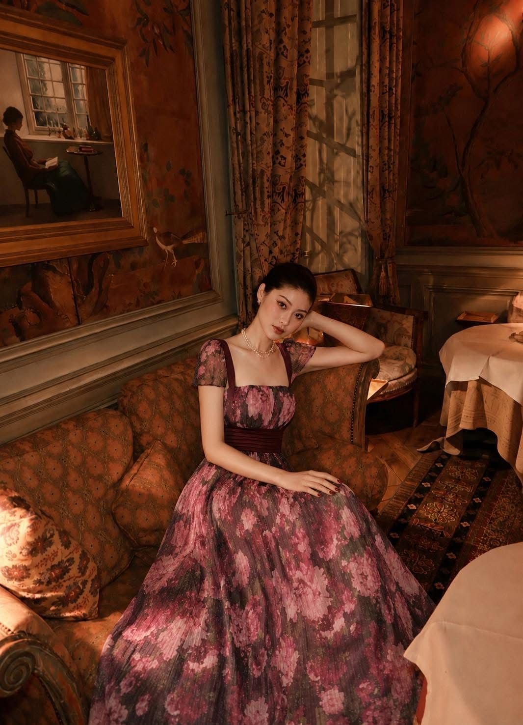  Eloise Dress - Đầm Hoa Thiết Kế Dáng Dài Tay Ngắn D0169 