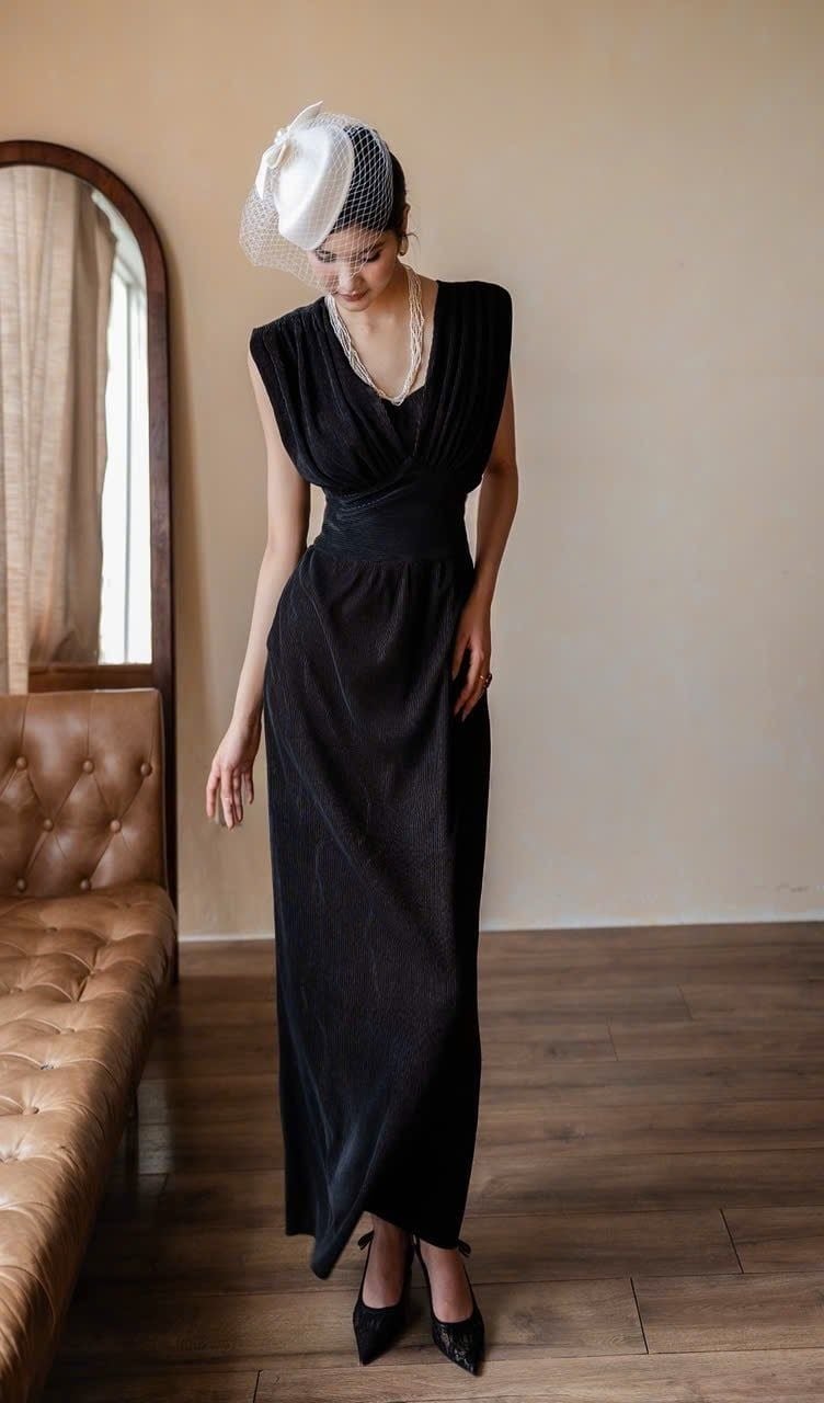  Noir Dress - Đầm Dập Li Dáng Dài L112 