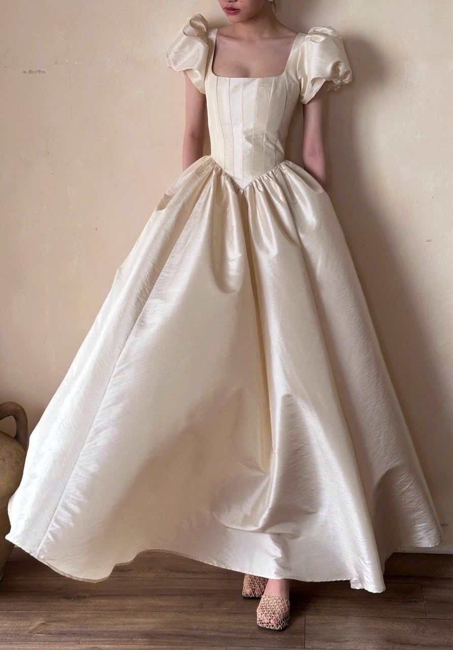  Ivory Sonata Dress - Đầm Corset Tay Phồng Thiết Kế D0161 