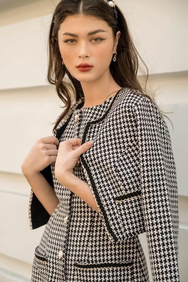  Giselle Dress - Đầm body tweed hàng cúc, hai túi D001 D002 