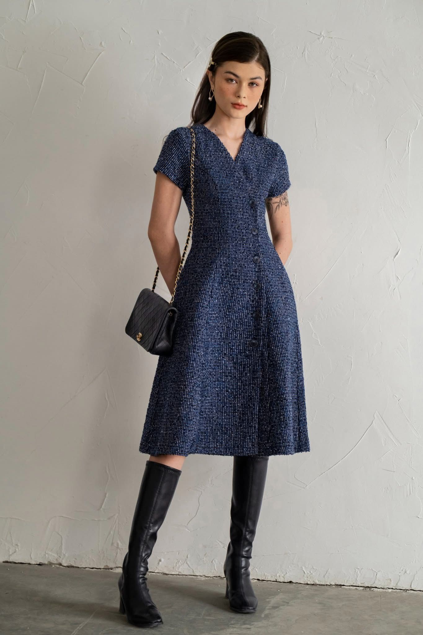 Bonnie Dress - Đầm tweed đắp vạt D28 