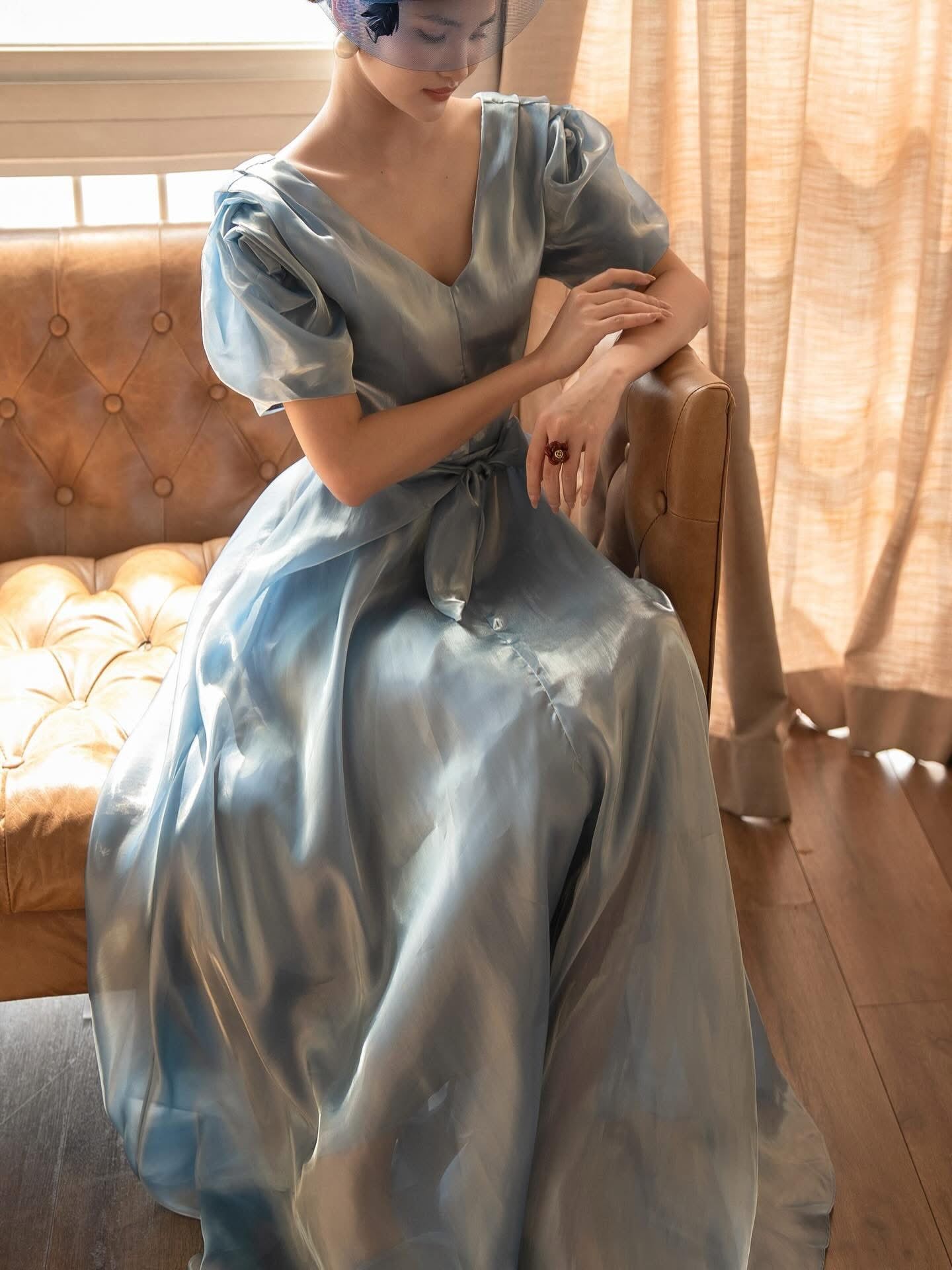  Helena Dress - Đầm Hoa Hồng Tay Phồng D1013 