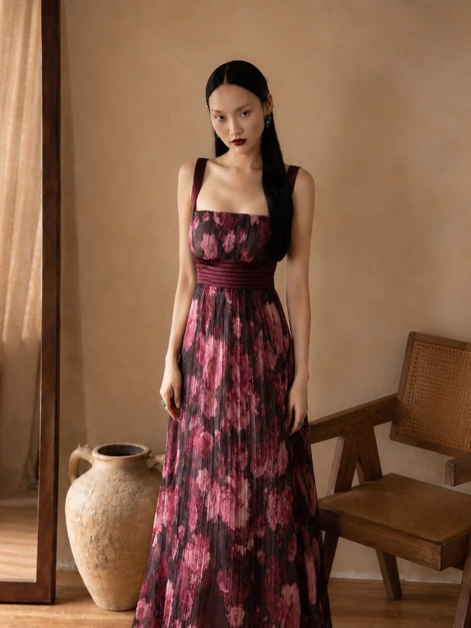  Julia Dress - Đầm Hoa Thiết Kế Dáng Dài Hai Dây D0170 