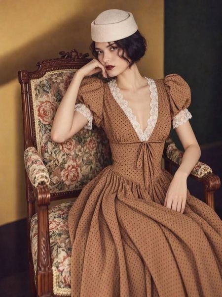  Mona Dress - Đầm Tay Phồng Chấm Bi Thiết Kế 