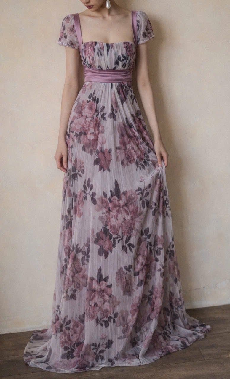  Eloise Dress - Đầm Hoa Thiết Kế Dáng Dài Tay Ngắn 