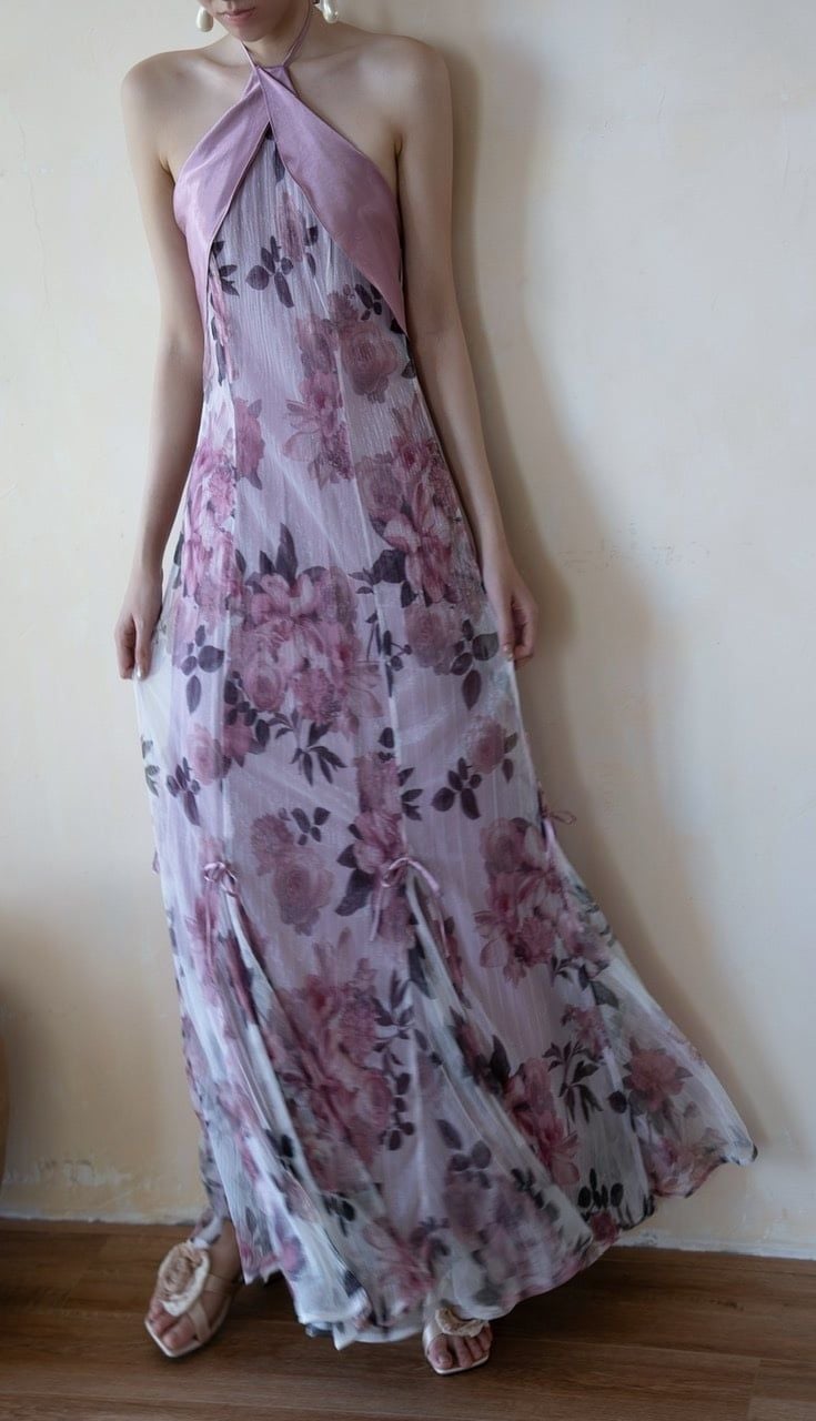  Roselle Dress - Đầm Hoa Hồng Cổ Yếm 