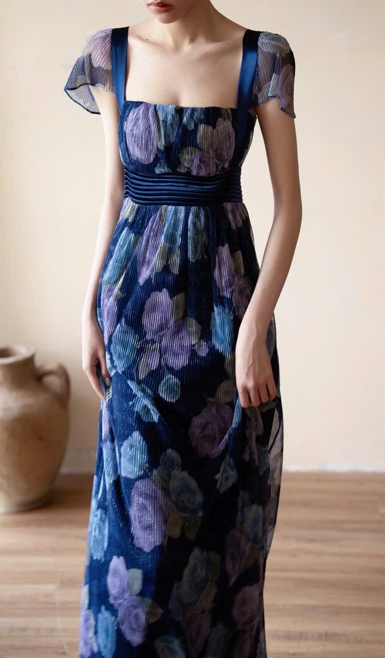  Eloise Dress - Đầm Hoa Thiết Kế Dáng Dài Tay Ngắn D0169 