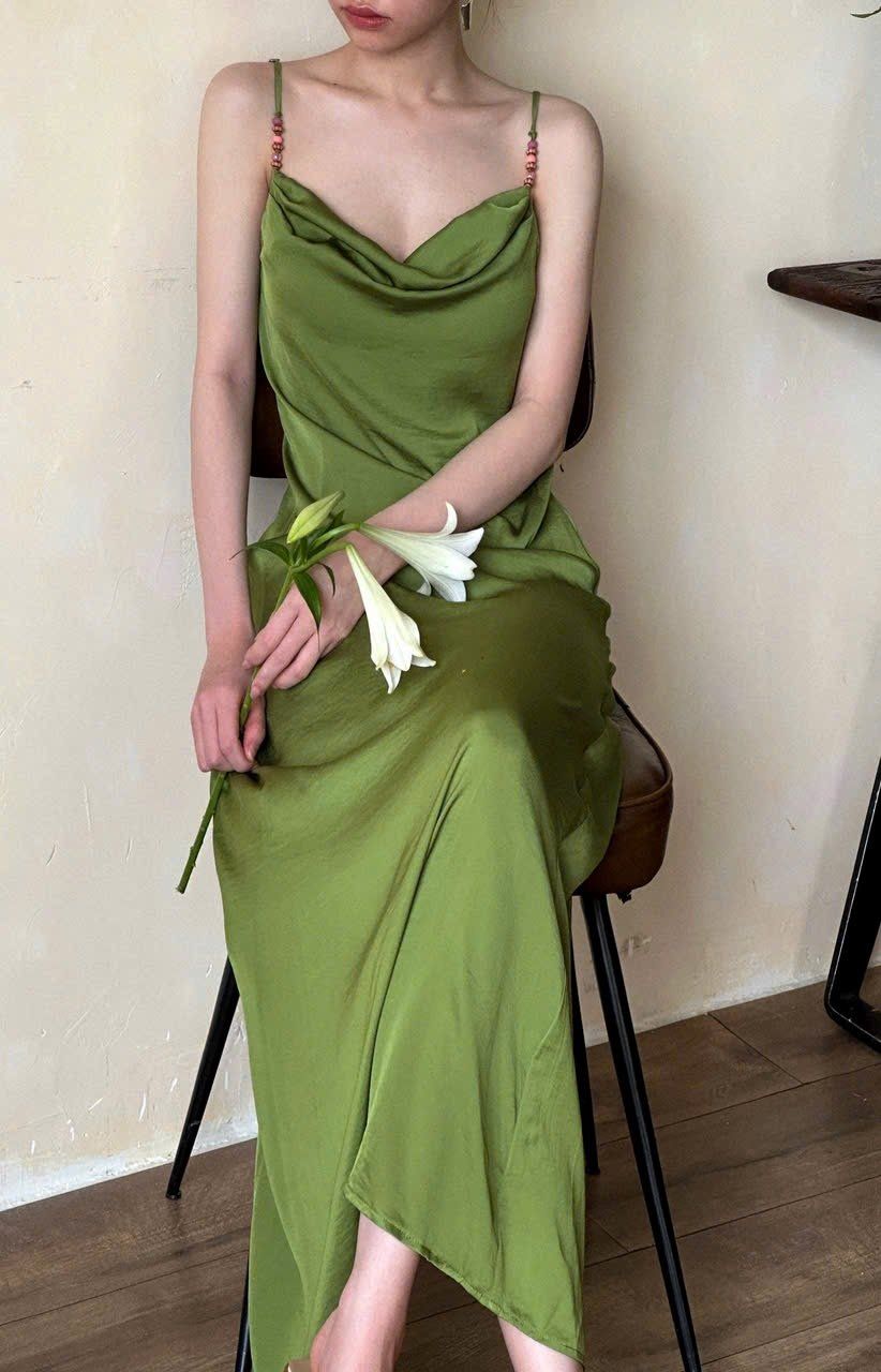  Rosalie Dress - Đầm Lụa 2 Dây Cổ Đổ LA45 